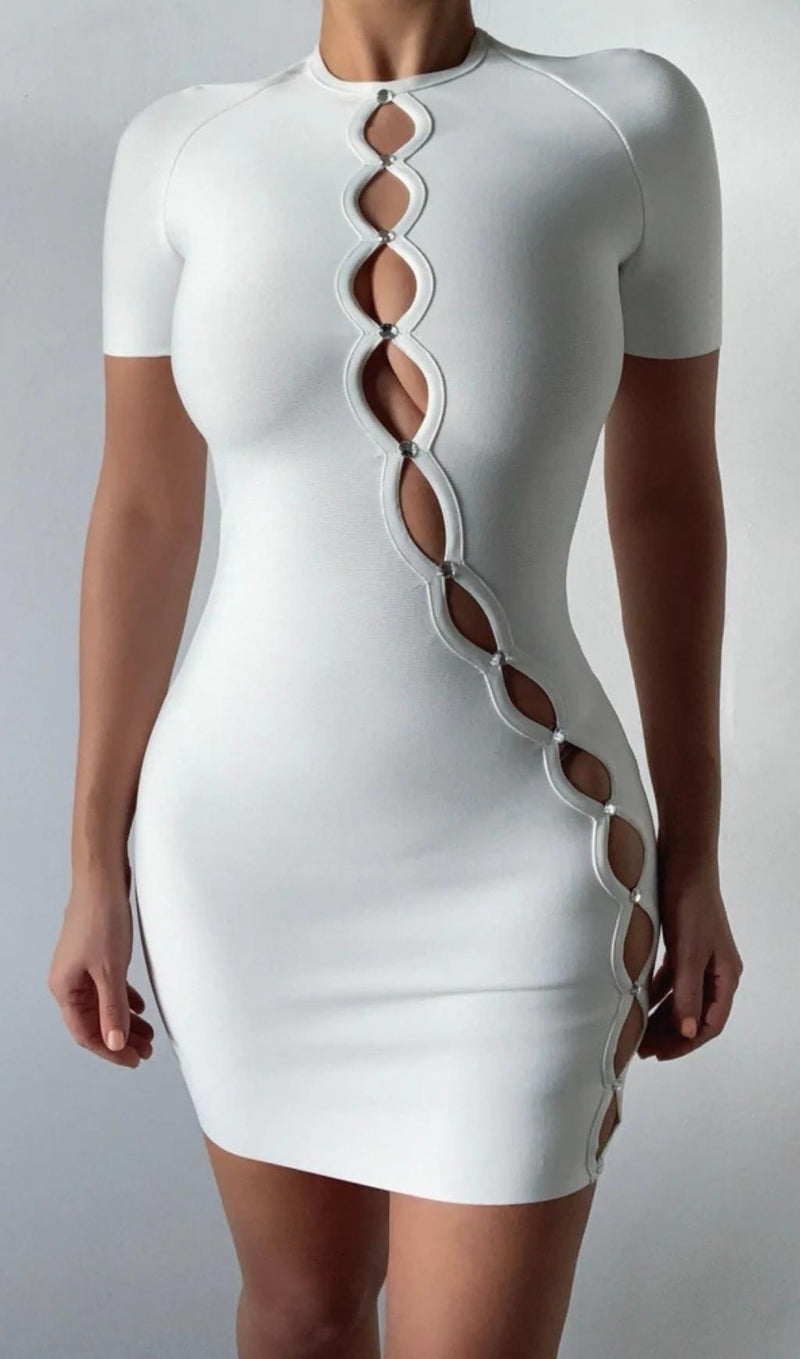 SHORT SLEEVE MINI DRESS IN WHITE Dresses styleofcb 