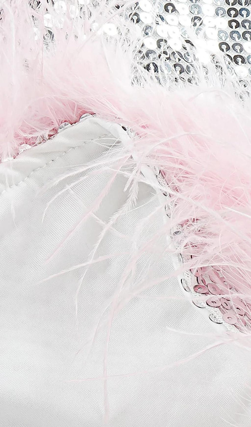 STRAP SILVER SEQUIN FEATHER MINI DRESS Dresses styleofcb 