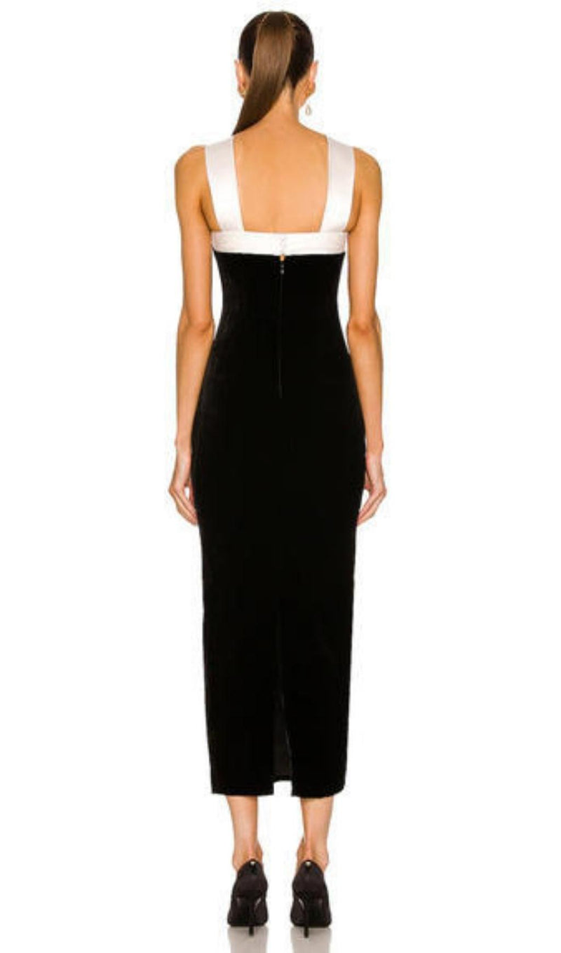 SLEEVELESS EVENING MIDI DRESS IN BLACK & WHITE Dresses styleofcb 