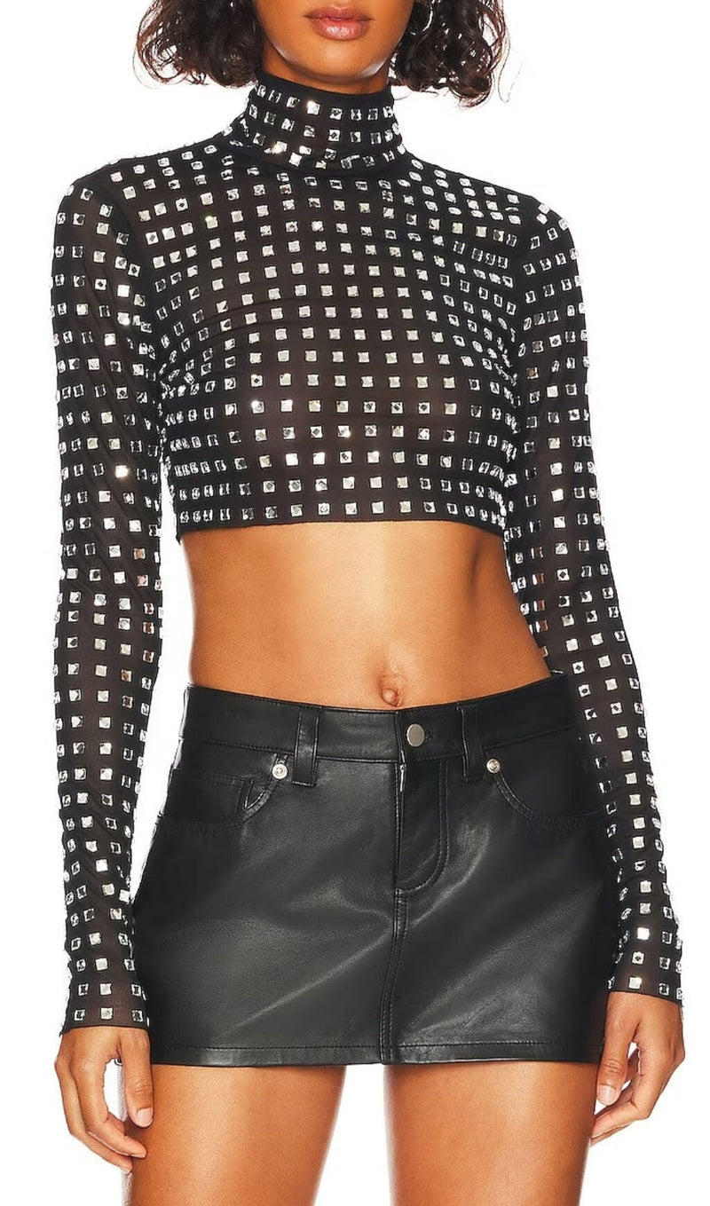 CRYSTAL CROP TOP IN BLACK styleofcb 