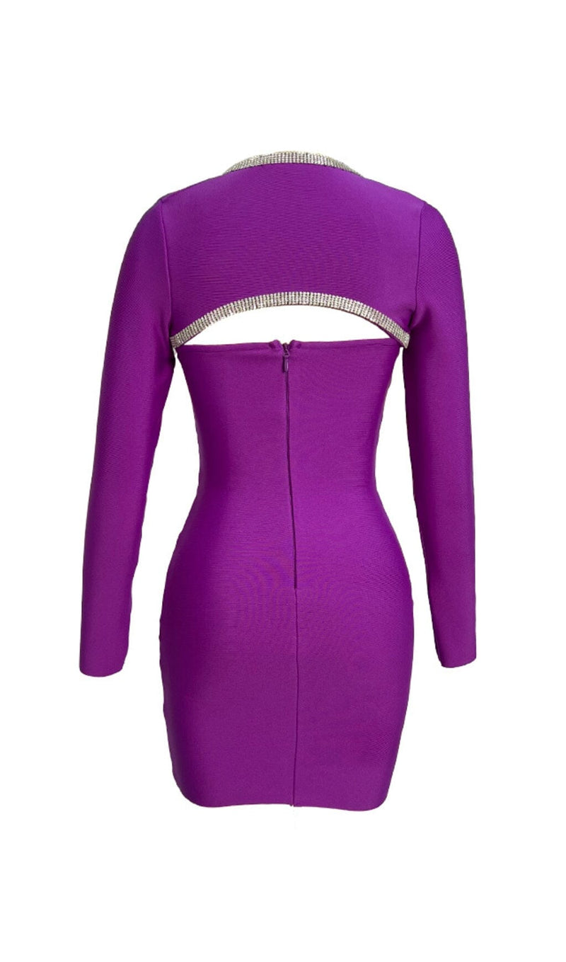 BANDAGE TWO PIECE DIAMOND ENCRUSTED RUFFLE SEXY MINI DRESS IN PURPLE styleofcb 