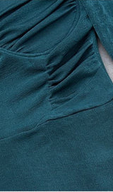 GREY-BLUE HIGH SLIT SLIM-FIT KNIT MIDI DRESS styleofcb 