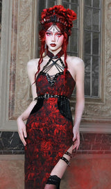 JACQUARD QIPAO ROMANTIC GOTH THIGH-HIGH SLIT DRESS sis label 