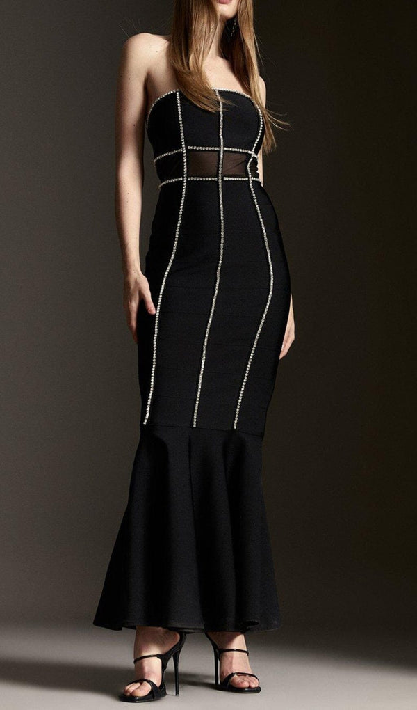 BANDAGE BANDEAU MESH KNIT MAXI DRESS styleofcb 