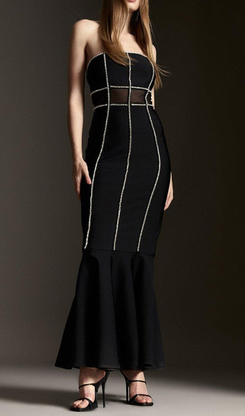 BANDAGE BANDEAU MESH KNIT MAXI DRESS styleofcb 