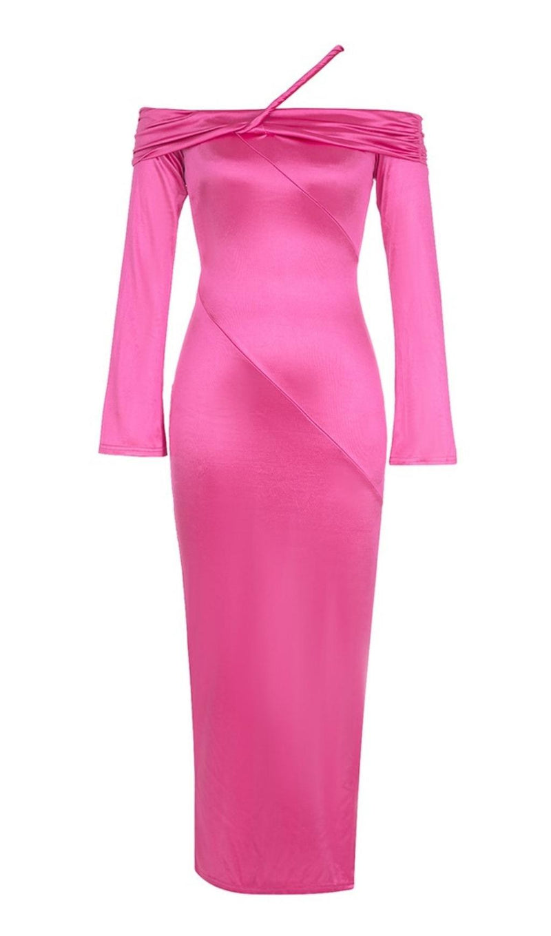 STRAPLESS LONG SLEEVE MIDI DRESS IN ROSE Dresses styleofcb 