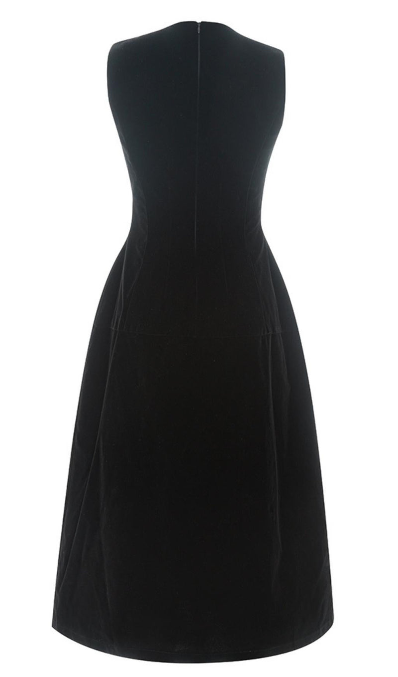 V NECK SLEEVELESS MIDI DRESS IN BLACK Dresses styleofcb 