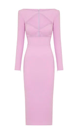 CUT OUT LONG SLEEVE MIDI DRESS IN PINK Dresses styleofcb 
