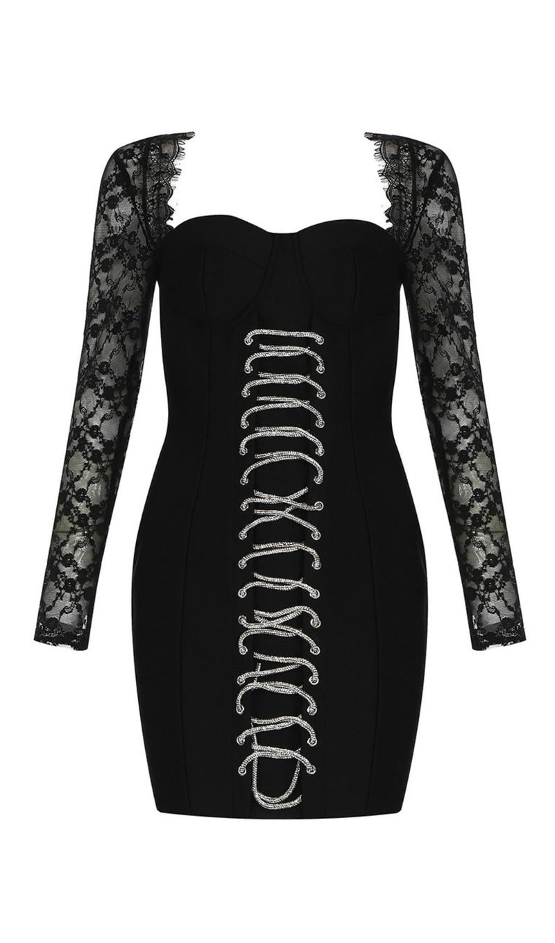 LONG SLEEVES LACE BODYCON MINI DRESS Dresses styleofcb 