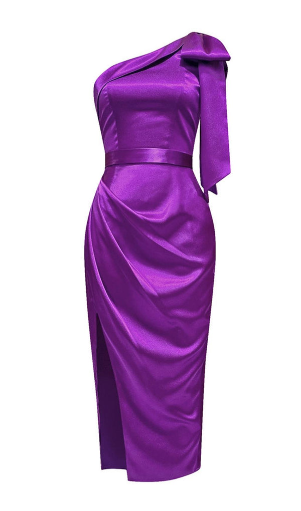 ONE SHOULDER BODYCON MIDI DRESS IN PURPLE Dresses styleofcb 