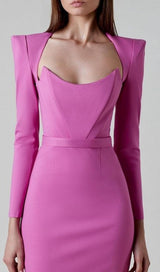 SQUARE SHOULDER CORSET MIDI DRESS styleofcb 