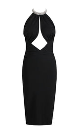 HALTER CUT OUT MIDI DRESS Dresses styleofcb XS BLACK 