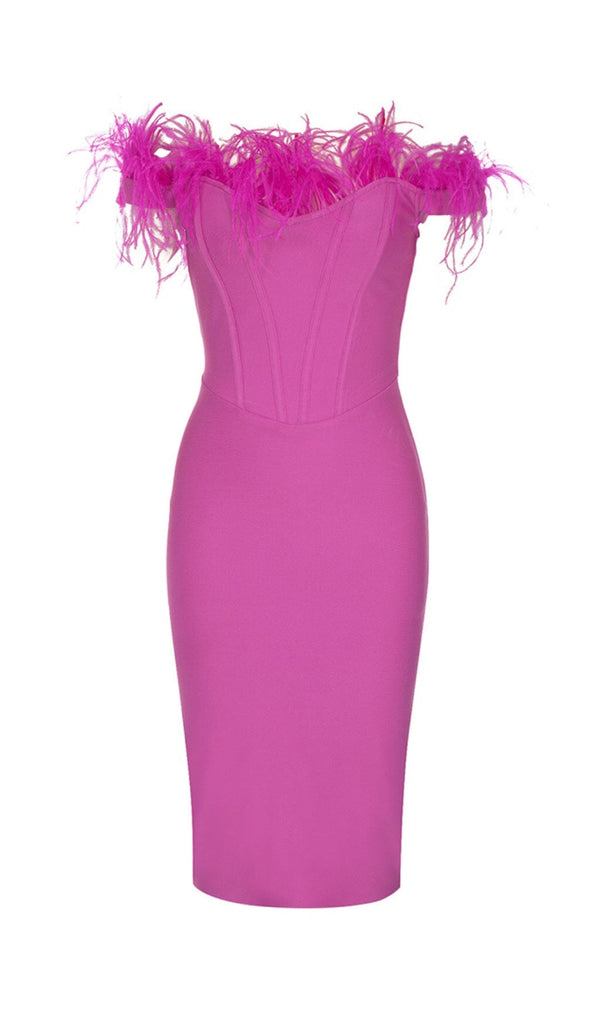 PINK OSTRICH HAIR SHOULDER BAG HIP DRESS styleofcb 