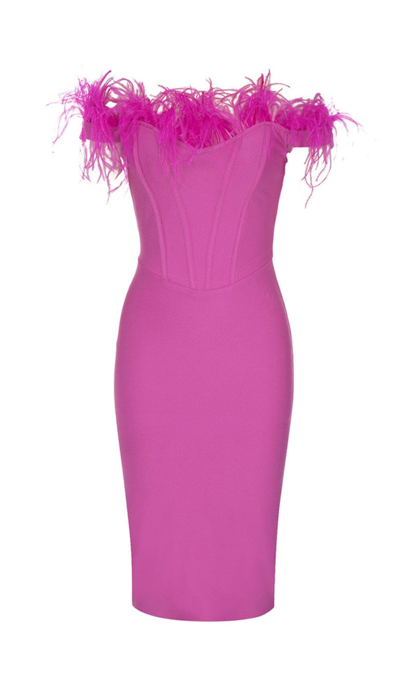 PINK OSTRICH HAIR SHOULDER BAG HIP DRESS styleofcb 