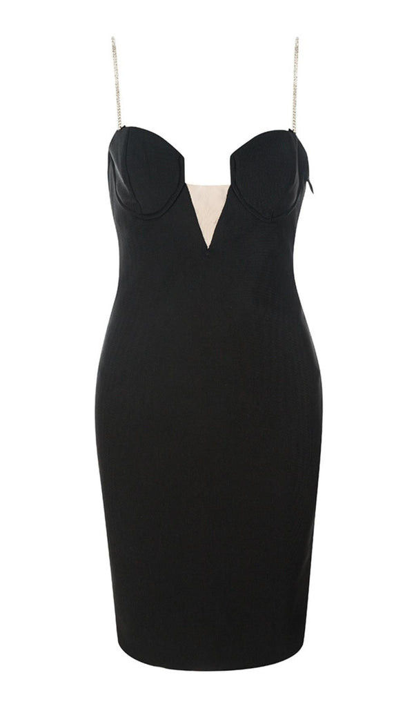 V NECK BANDAGE MINI DRESS IN BLACK Dresses styleofcb 