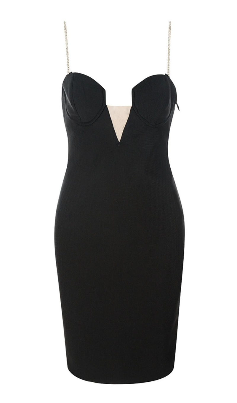 V NECK BANDAGE MINI DRESS IN BLACK Dresses styleofcb 