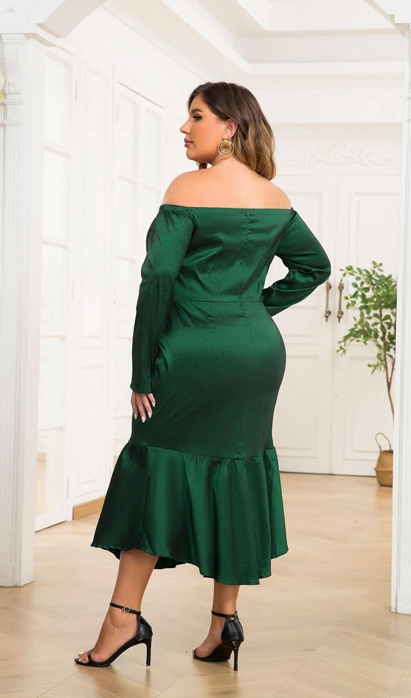 PLUS SIZE OFF THE SHOULDER MIDI DRESS Dresses styleofcb 