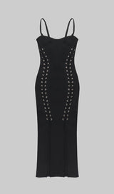CUTOUT SIDE DETAIL MIDI DRESS IN BLACK Dresses styleofcb 