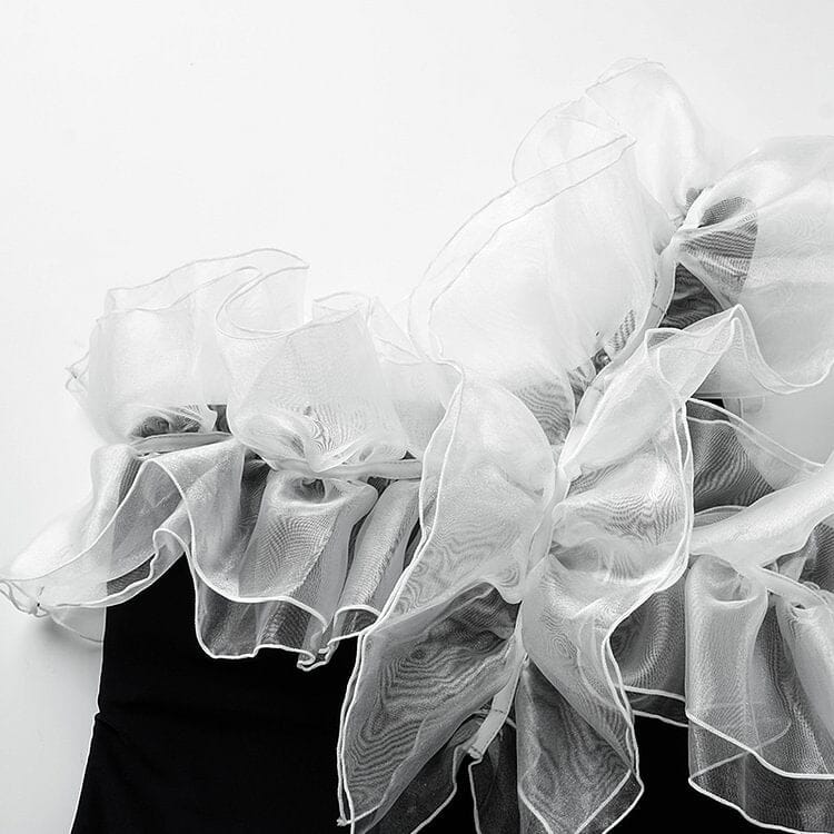 ONE SHOUDER RUFFLE STITCHING ONE PIECE SWIMSUIT styleofcb 