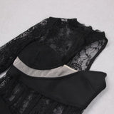 LACE ONE SHOULDER MIDI DRESS IN BLACK styleofcb 