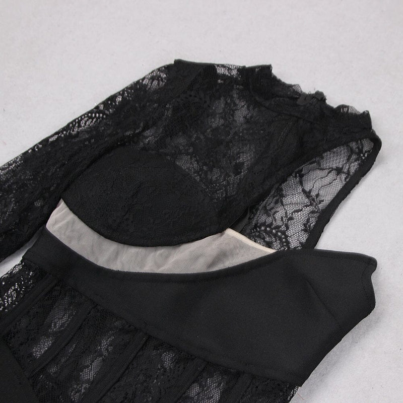 LACE ONE SHOULDER MIDI DRESS IN BLACK styleofcb 