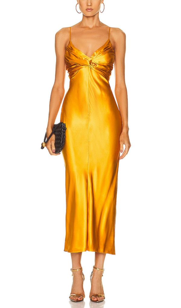 SATIN SLEEVELESS SLIP MAXI DRESS IN HONEYCOMB styleofcb 