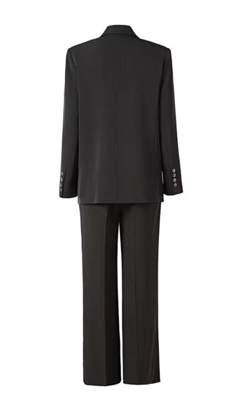 CRYSTAL EMBELLISHED CREPE SUIT SET IN BLACK STYLE OF CB 