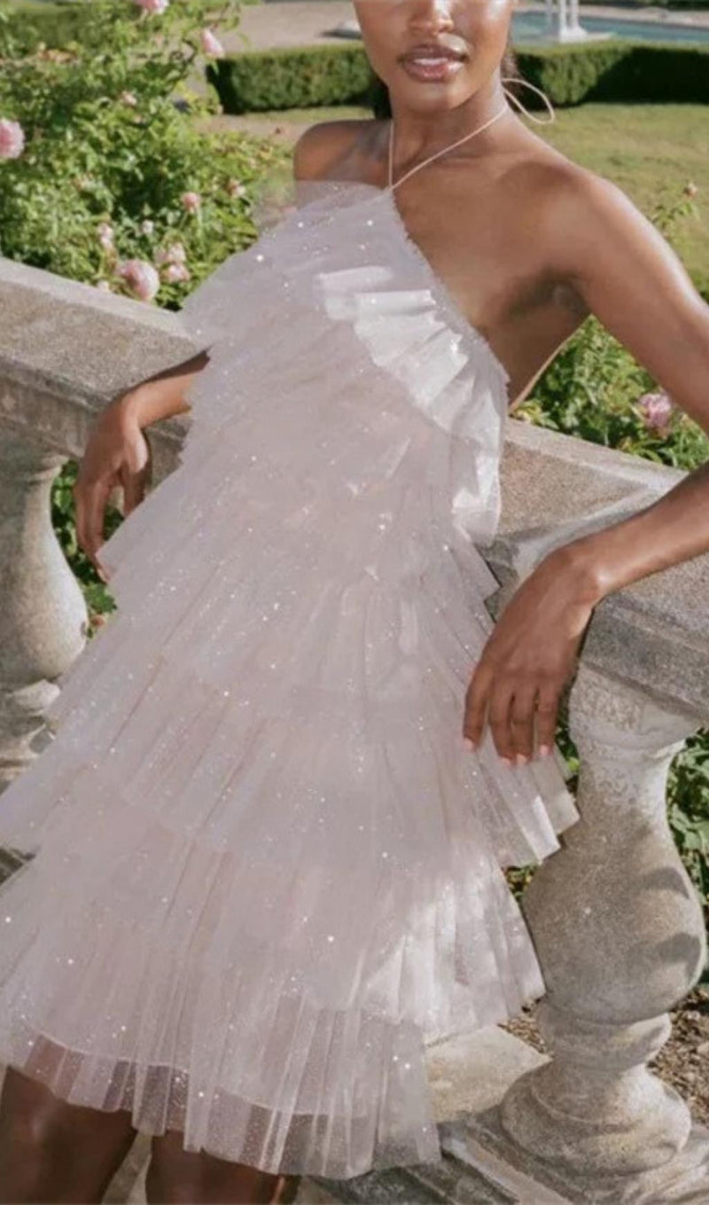 POMPOUS GAUZE SEQUIN MINI DRESS IN WHITE Dresses styleofcb 