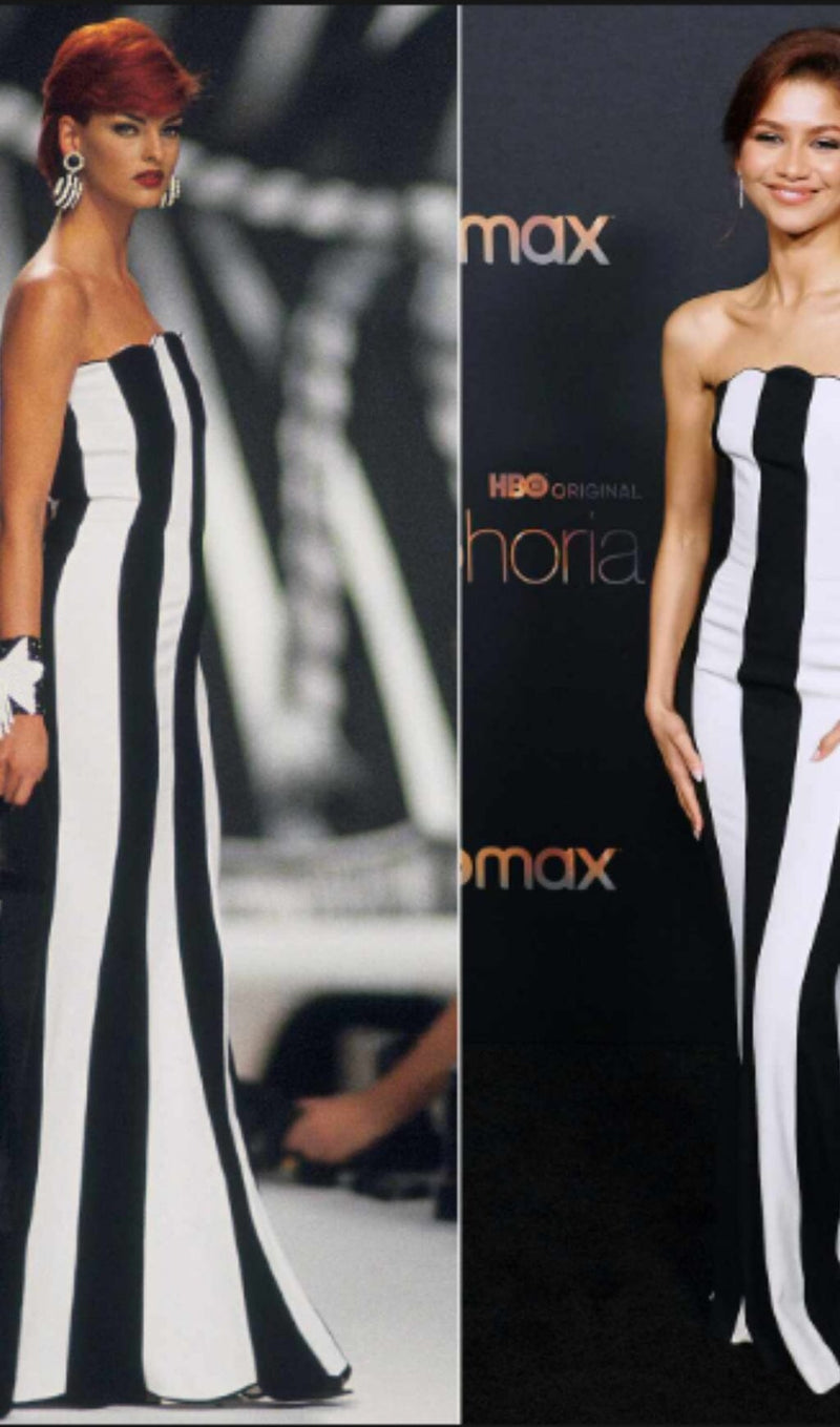 STRAPLESS STRIPED MAXI DRESS DRESS STYLE OF CB 