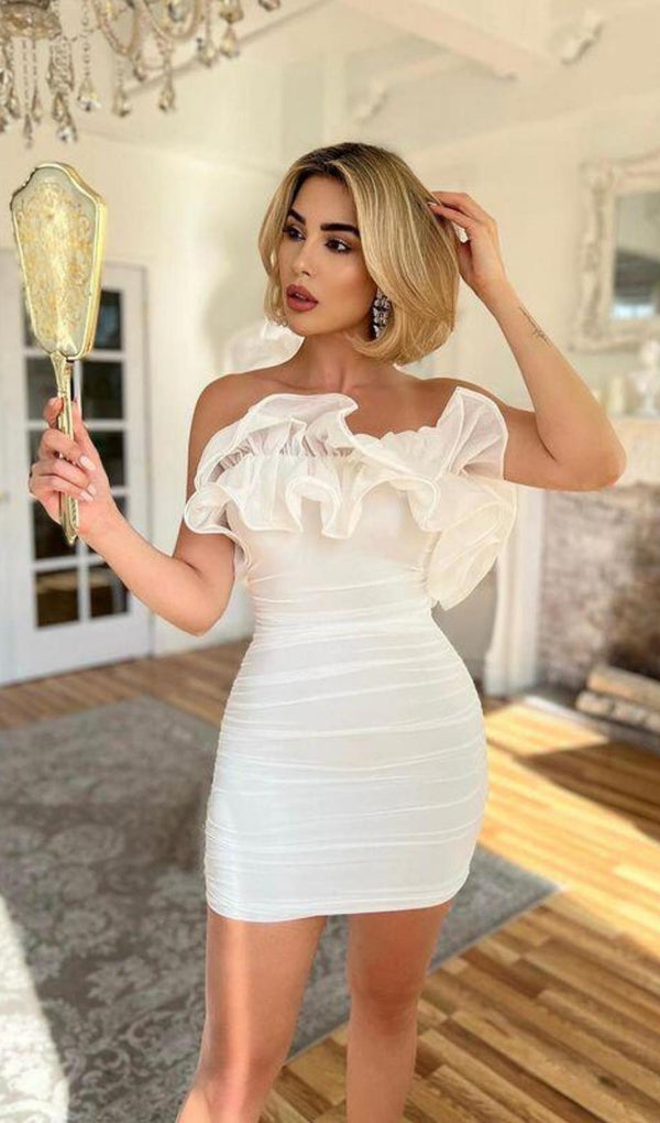 BODYCON BACKLESS MINI DRESS IN WHITE DRESSES styleofcb 