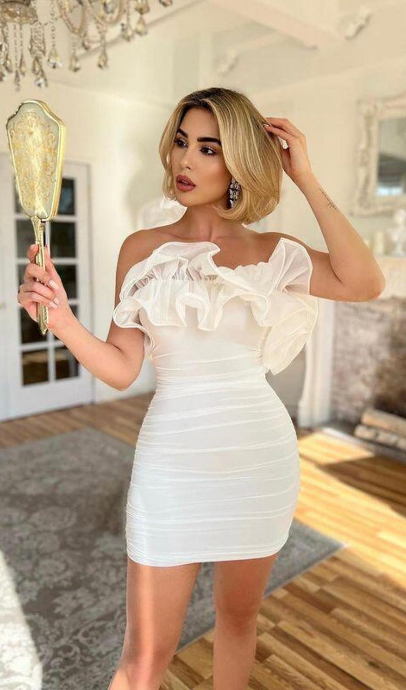 BODYCON BACKLESS MINI DRESS IN WHITE DRESSES styleofcb 