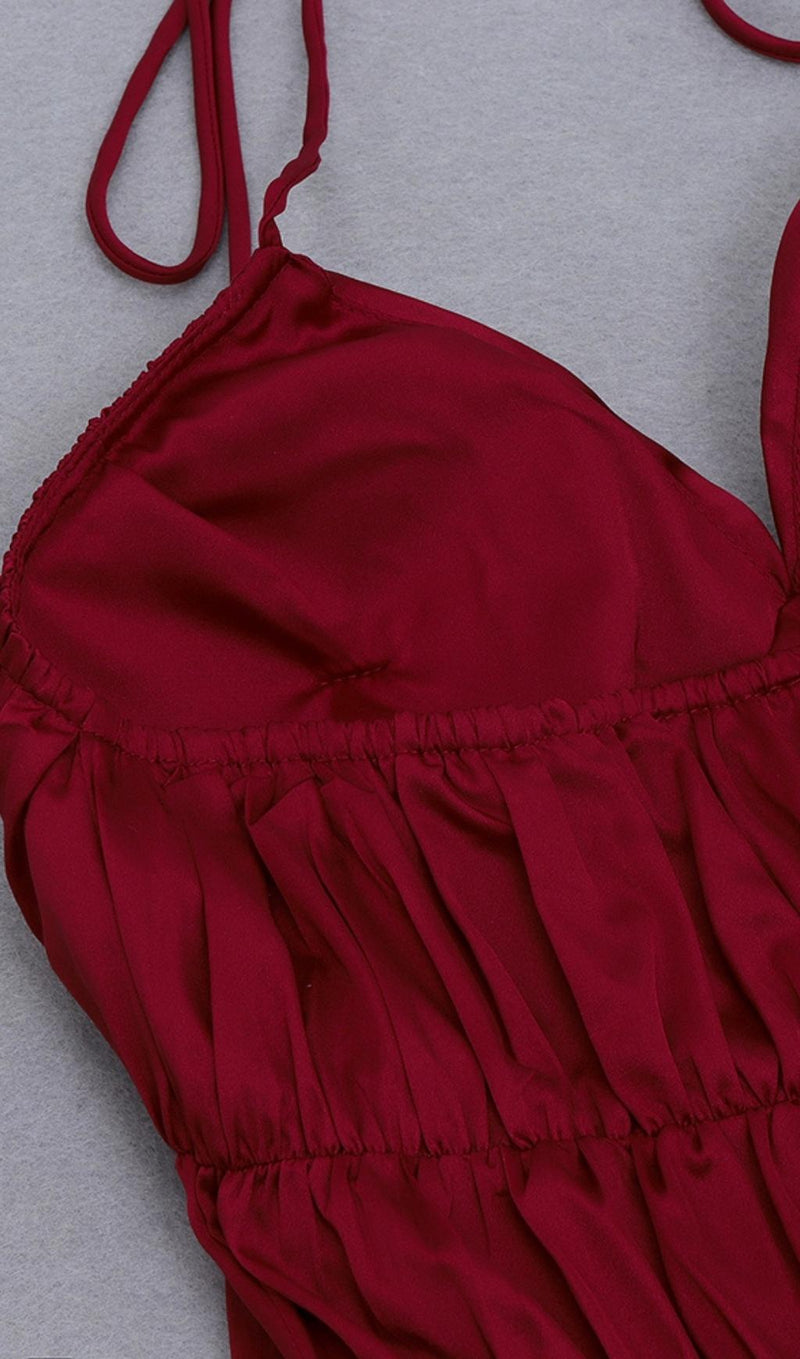 BANDAGE RUCHED MAXI DRESS IN RED Dresses styleofcb 