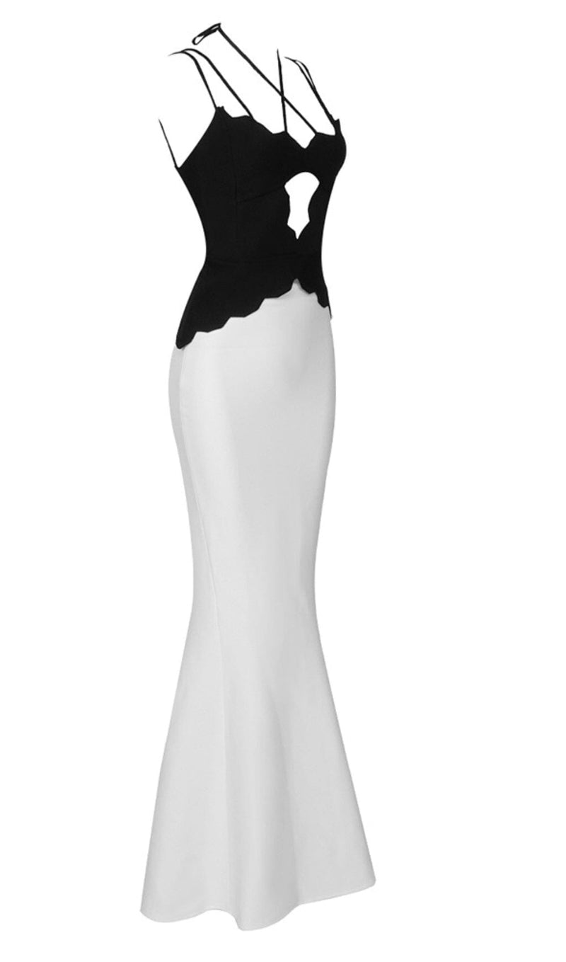 SKINNY SUSPEN DER MERMAID DRESS IN BLACK AND WHITE styleofcb 