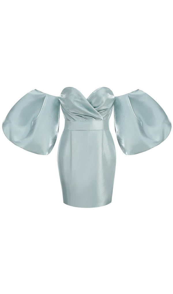 STRAPLESS LANTERN SLEEVE MINI DRESS Dresses styleofcb XS BLUE 