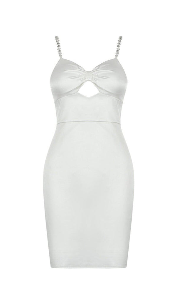 DIAMOND SUSPENDER BOW SLIM DRESS IN WHITE styleofcb 