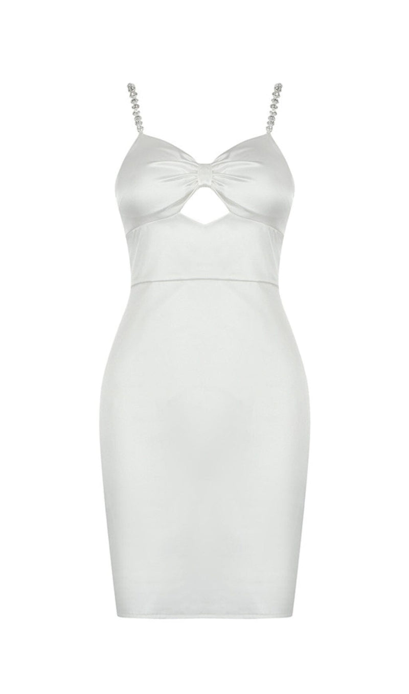 DIAMOND SUSPENDER BOW SLIM DRESS IN WHITE styleofcb 