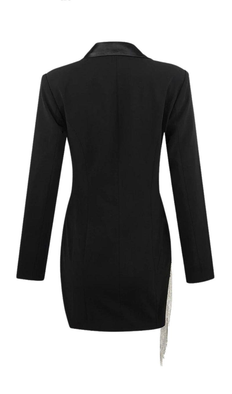 FREYA BLACK CRYSTAL FRINGE BLAZER DRESS Dresses styleofcb 