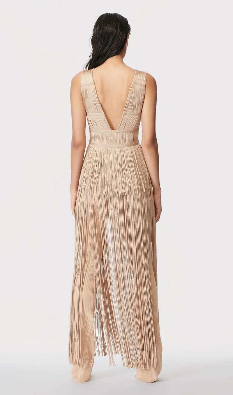 TASSEL BACKLESS JUMPSUIT IN KHAKI styleofcb 