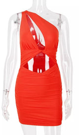 CUT OUT ONE SHOULDER MINI DRESS Dresses styleofcb S RED 