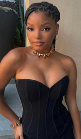 TUBE TOP TIGHT ZIPPER DRESS IN BLACK DREESES styleofcb 