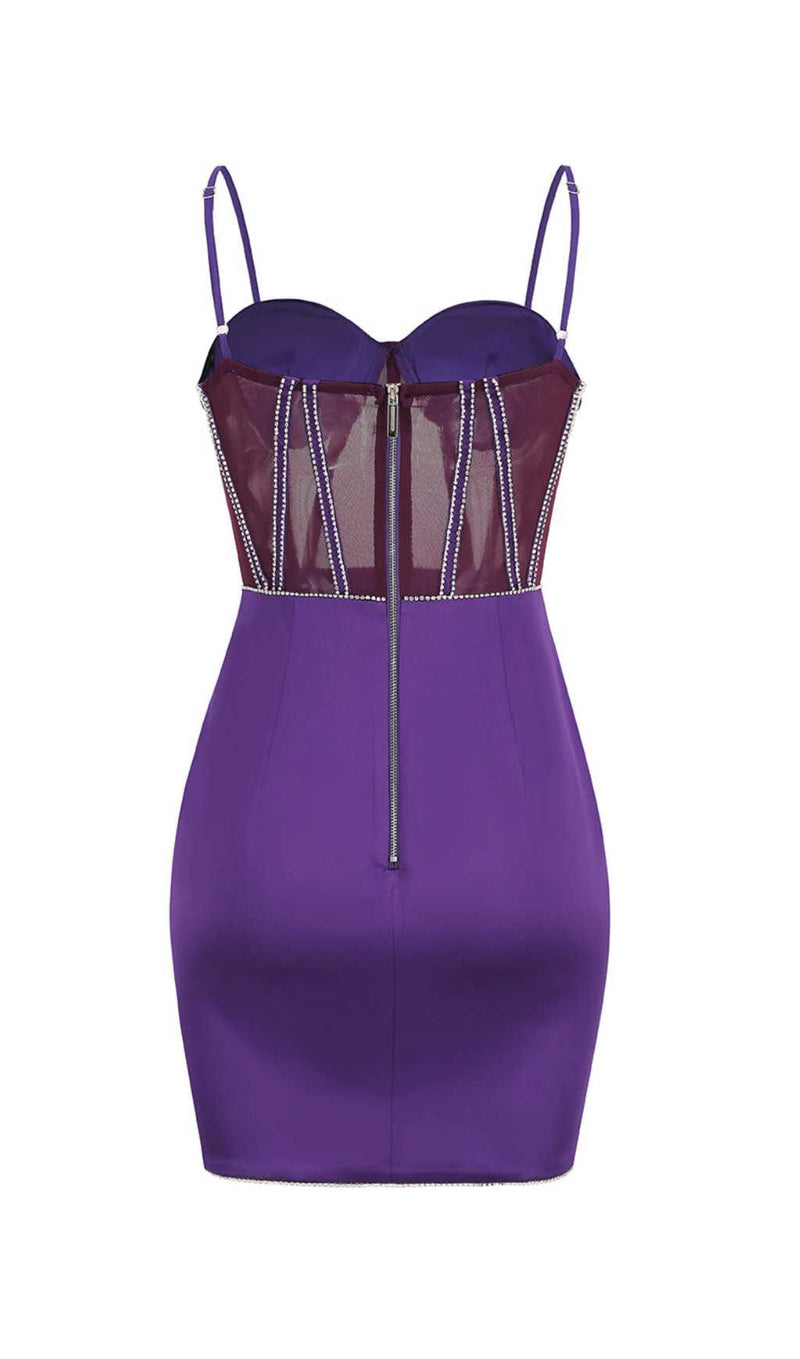 MESH CORSET MINI DRESS IN PURPLE styleofcb 