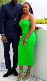 STRAPLESS BANDAGE MIDI DRESS IN GREEN Dresses styleofcb 