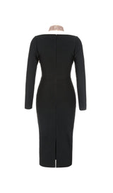 BLACK STITCHED HALTERNECK DESIGN MIDI DRESS Dresses styleofcb 
