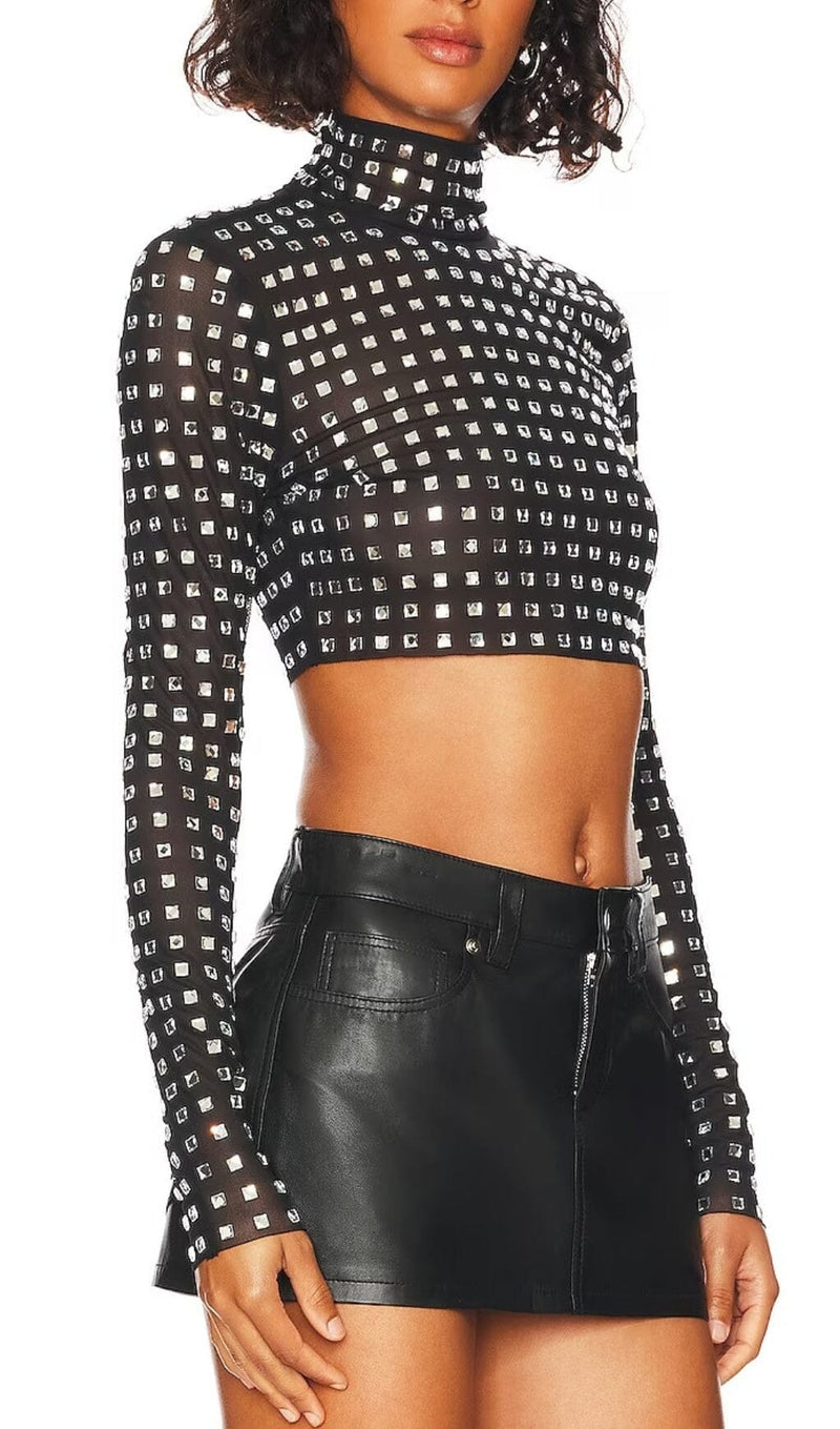 CRYSTAL CROP TOP IN BLACK styleofcb 