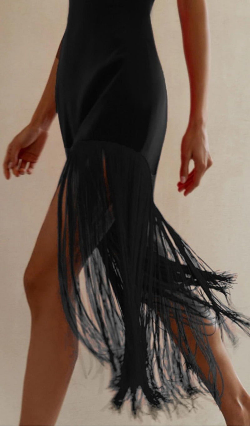 FRINGED STRAPLESS MINI DRESS Dresses styleofcb 