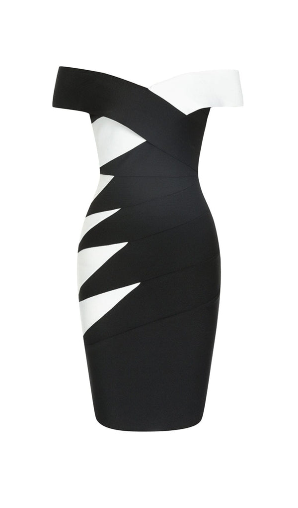 ASYMMETRIC RIB COLOURBLOCK MINI DRESS styleofcb 