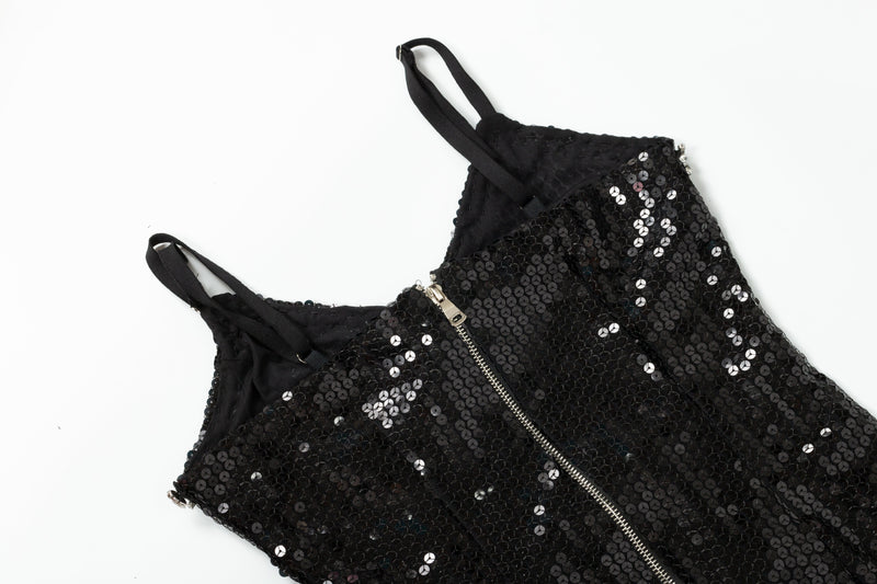 SEQUIN CRYSTAL V NECK MAXI DRESS IN BLACK styleofcb 