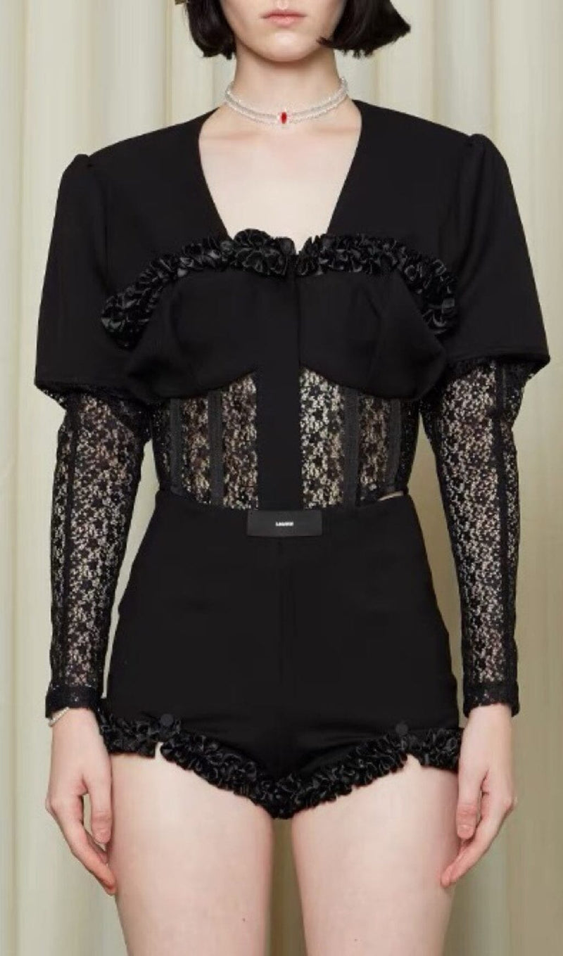 MESH CORSET TWO PIECES SUIT IN BLACK styleofcb 