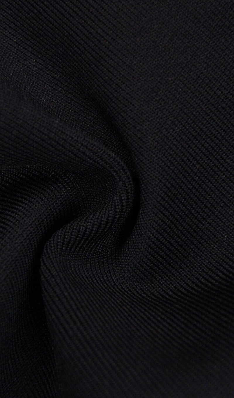 STRETCH LONG SLEEVES FEATHER MINI DRESS IN BLACK Dresses styleofcb 