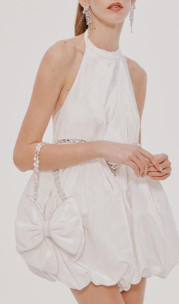 VELVET HALTERNECK MINI DRESS IN WHITE Dressers styleofcb 